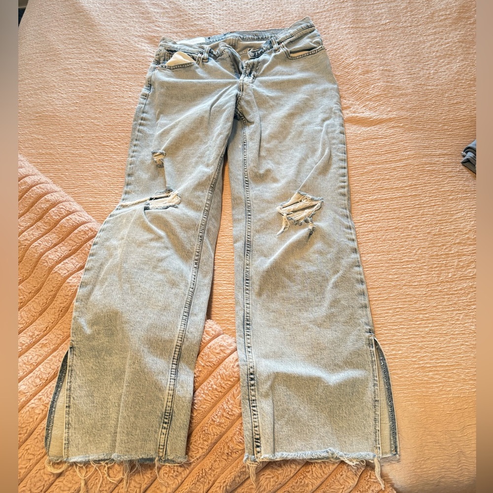 2/40$ GAP Light Blue Flare Jeans with Distressed Details